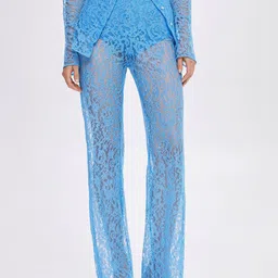MANGO Women High-Rise Lace Sheer Trousers-image-21