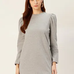 Sera Women Grey Melange Solid Sweatshirt-12