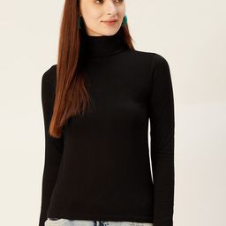 Sera Women Black Solid Turtle Neck T-shirt-picture-47