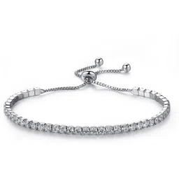 MYKI Women Silver-Plated Cubic Zirconia Charm Bracelet-image-7