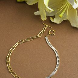 SOHI Gold-Toned & White Stones Studded Brass Gold-Plated Chain-image-47