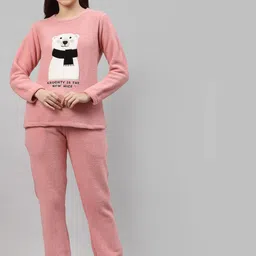 Sweet Dreams Women Pink & White Textured Night suit-image-38