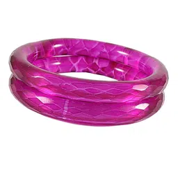 NMII Set Of 2 Glass With Diamond Cut Textured Kada Bangles-75