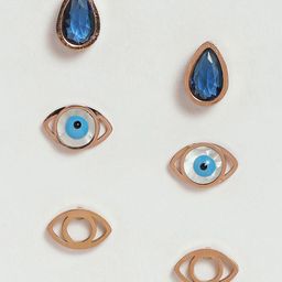 EL REGALO Set Of 3 Stainless Steel Gold-Plated Contemporary Studs Earrings-36