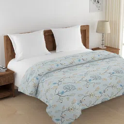 SWAYAM Blue & White Floral Printed Cotton AC Room 150 GSM Double Bed Comforter-image-46