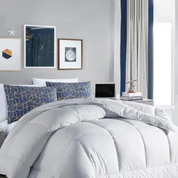 RAZZAI White & Grey Microfiber Mild Winter 300 GSM Single Bed Comforter-image-84