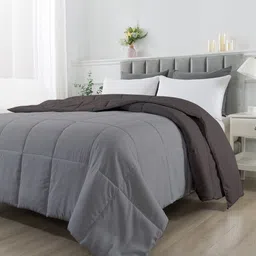 RAZZAI Grey & Black Microfiber Mild Winter 210 GSM Double Bed Comforter-23