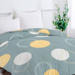 bsb home Grey & Yellow Geometric Printed Heavy Winter 210 GSM Double Bed Comforter-17