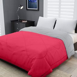 Jinaya's Pink & Grey Microfiber Heavy Winter 210 GSM Reversible Double Bed Comforter-picture-8