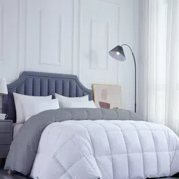 RAZZAI White & Grey Microfiber Mild Winter 300 GSM Double Bed Comforter-image-99