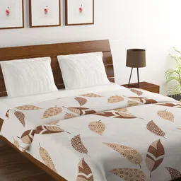 BELLA TRUE Beige Floral Microfiber AC Room 380 GSM Double Bed Comforter-image-46