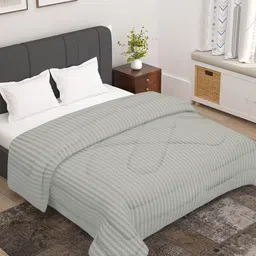 Story@home Grey Striped 180 GSM Ac Room Reversible Double Bed Comforter-image-44