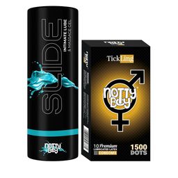 noTTy Boy Water Based Lubricant 100ml & Super Dotted Condoms - 10Pcs-52