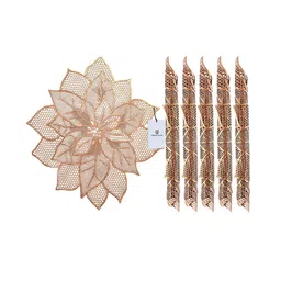 Kuber Industries Gold Toned 6 Pieces Stain & Heat Resistant Non-Slip Table Placemats-16