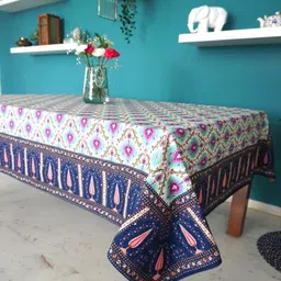 TARA- Sparkling Homes White & Purple Digital Printed Pure Cotton 4 Seater Table Cover-image-19