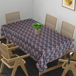 Mezposh Grey & Beige Floral Digital Printed Rectangle 6 Seater Table Cover-14