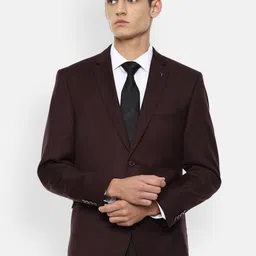 Van Heusen Men Maroon Solid Slim Fit Single-Breasted Smart Casual Blazer-picture-29