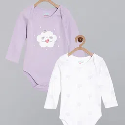 Broon  Infants Pack Of 2  Purple and White Printed Pure Organic Cotton Bodysuits-image-59