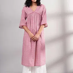Ganga Ethnic Motifs Printed Pleated Pure Cotton Kurta with Palazzos-picture-8