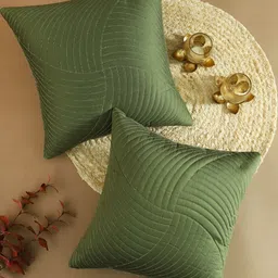 House of Pataudi Green 2 Pieces Abstract Printed Cushion Covers-picture-47