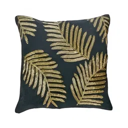 PURINA'S Black & Gold-Toned Abstract Square Cushion Covers-image-63