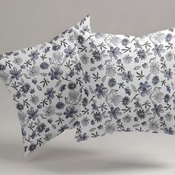 Aura Purple & White 2 Pieces Floral Square Cushion Covers-image-24