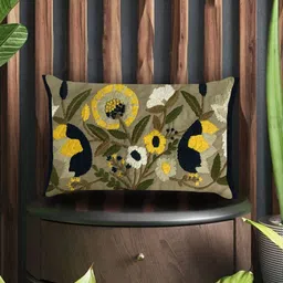 SHADES of LIFE Green & Yellow 2 Pieces Floral Rectangle Pure Cotton Cushion Covers-image-57