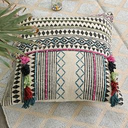 Art Avenue Delonix White & Pink Geometric Printed Cotton Square Cushion Cover-image-100
