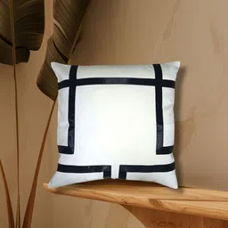 HOMPRIN White & Black Ethnic Motifs Square Cushion Covers-29