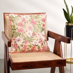 Living scapes by Pantaloons Beige & Pink Floral Square Cushion Cover-picture-24
