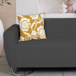 Ode & Cleo Mustard-Colored 2 Pieces Embroidered Cushion Cover-45