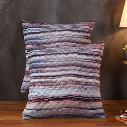 Soumya Grey & White 2 Pcs Abstract Square Cushion Covers-13