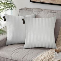 Lushomes White Set of 2 Striped Square Cushion Covers-75