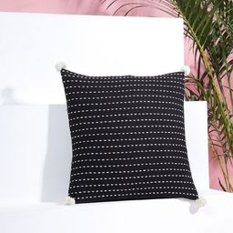 SANSKRUTIHOMES Black & White Embroidered Cotton Square Cushion Cover-image-6