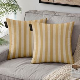 Lushomes Beige Set of 2 Striped Square Cushion Covers-image-60