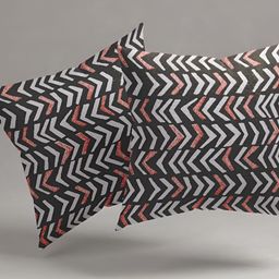 Aura Black & Pink 2 Pieces Geometric Square Cushion Covers-picture-37