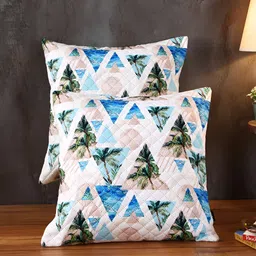 Soumya Blue & Green 2 Pieces Geometric Textured Square Cushion Covers-image-61