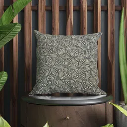 SHADES of LIFE Grey & Green 2 Pieces Embroidered Cotton Square Cushion Covers-8