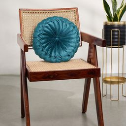 Living scapes by Pantaloons Teal Velvet Round Cushion Covers-32