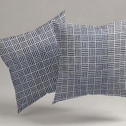 Aura Blue & White 2 Pieces Geometric Printed Square Cushion Covers-picture-40