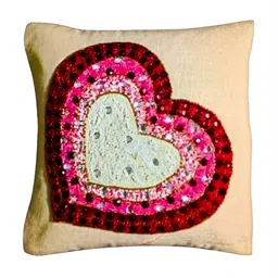 PURINA'S Beige & Pink Embroidered Square Cushion Covers-9