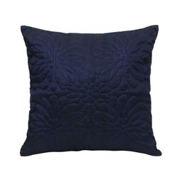 Perenne Design Navy Blue Floral Quilted Silk Square Cushion Covers-image-30