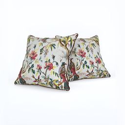 EasyGoods Cream-Coloured & Red Set of 2 Floral Square Cushion Covers-5