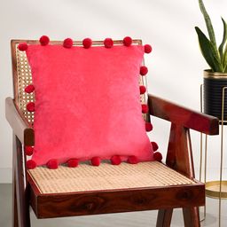 Living scapes by Pantaloons Pink Square Cushion Cover-image-94