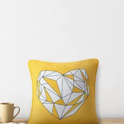 Living scapes by Pantaloons Yellow & White Geometric Square Cushion Covers-31