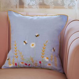 BandBox Blue & Yellow Embroidered Square Cushion Covers-image-31