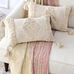 Art Avenue Beige Embroidered Cotton Rectangle Cushion Cover-picture-58
