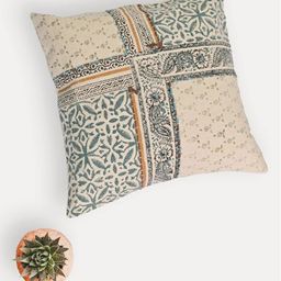 Art Avenue Leafy Beige & Blue Ethnic Motifs Cotton Square Cushion Cover-image-54