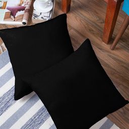Encasa Homes Black Set of 2 Velvet Square Cushion Covers-20
