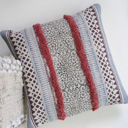 Art Avenue Erodium White & Blue Self Design Cotton Square Cushion Cover-picture-4